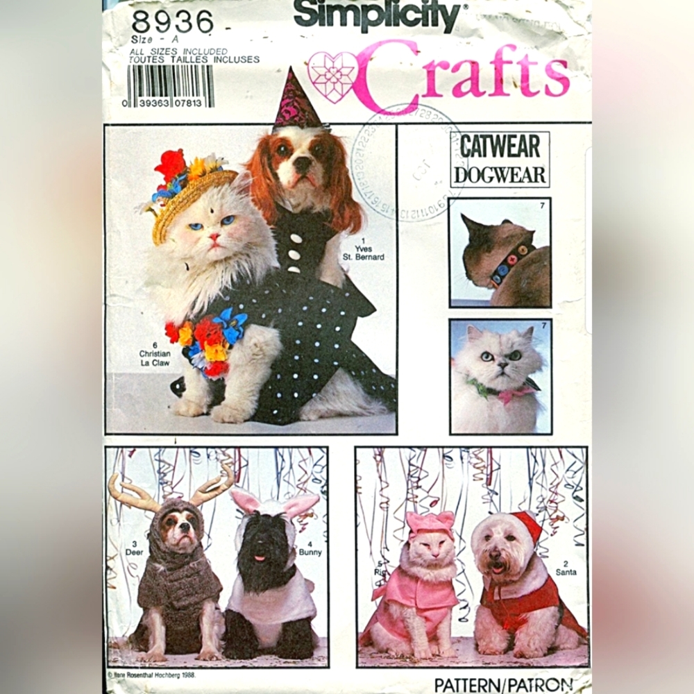 Simplicity Sewing Pattern Dog and Cat Wear